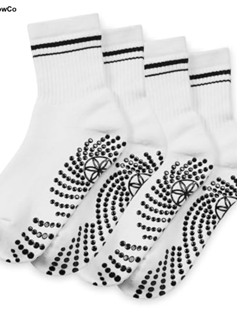 Grippy Crew Socks Non-Slip Silicone Grip Yoga Pilates Barre Dance Cotton Blend